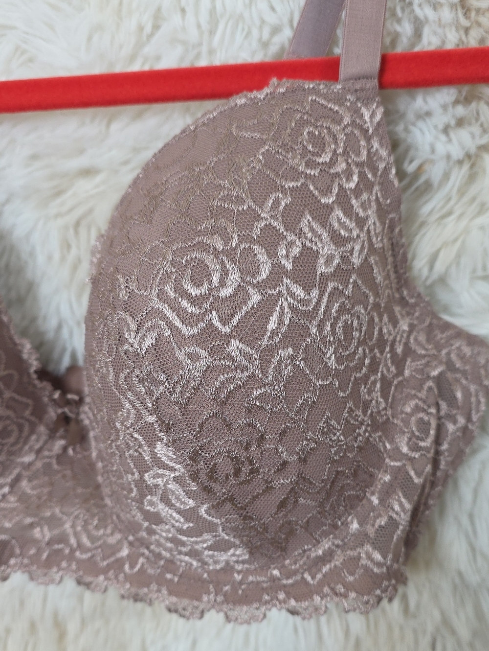 Auden Lace Push Up Bra 38DD Mauve Taupe Underwire Padded T-Shirt Bra - Picture 3 of 13